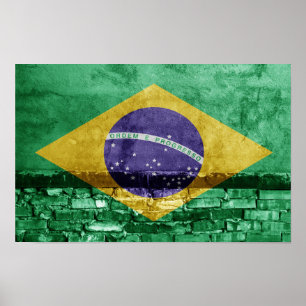 Braziliaanse vlag aan wand poster