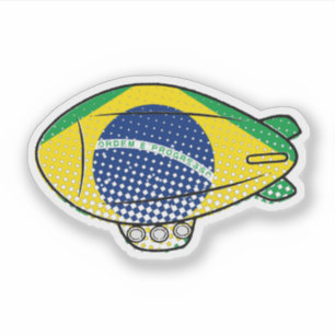 Braziliaanse vlag Blimp ballon in blauwe lucht Cus Sticker