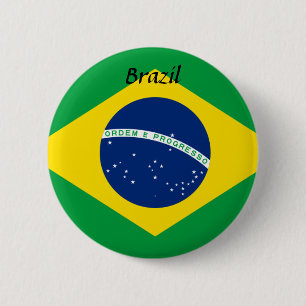Braziliaanse vlag-Button Ronde Button 5,7 Cm