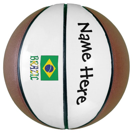 Braziliaanse vlag gepersonaliseerd basketbal (Verticaal)