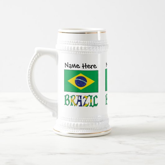 Braziliaanse vlag gepersonaliseerd bierpul (Links)