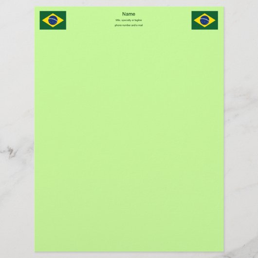 Braziliaanse vlag gepersonaliseerd briefhoofd (Voorkant)