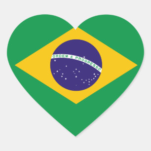 Braziliaanse vlag hart sticker