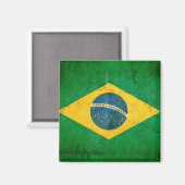 Braziliaanse vlag in Grunge Magneet (Voorkant / Achterkant)