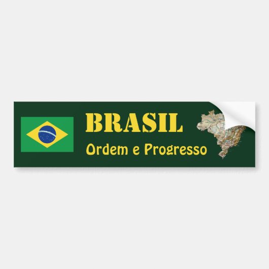 Braziliaanse vlag + Map Bumpersticker (Voorkant)