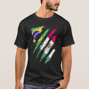 Braziliaanse Vlag Mexico Geteeld Patriot Land Stre T-shirt