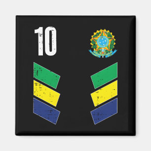 Braziliaanse Vlag Nummer 10 Voetbal Fan T Shirt_1  Magneet