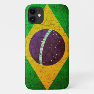  Braziliaanse vlag op een gekraakte achtergrond iPhone 11 Hoesje