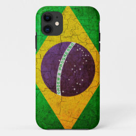 Braziliaanse vlag op een gekraakte achtergrond iPhone 11 Hoesje