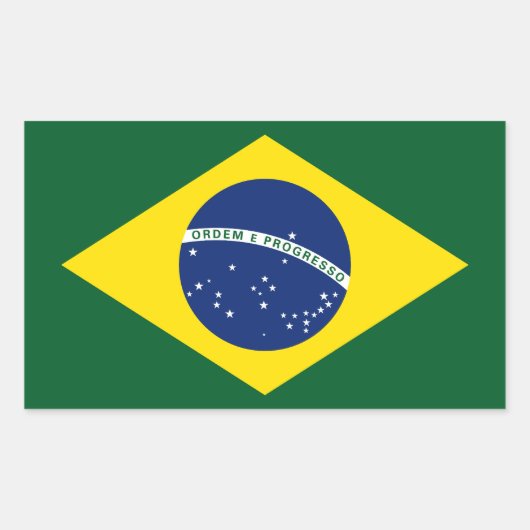 Braziliaanse vlag rechthoekige sticker (Voorkant)