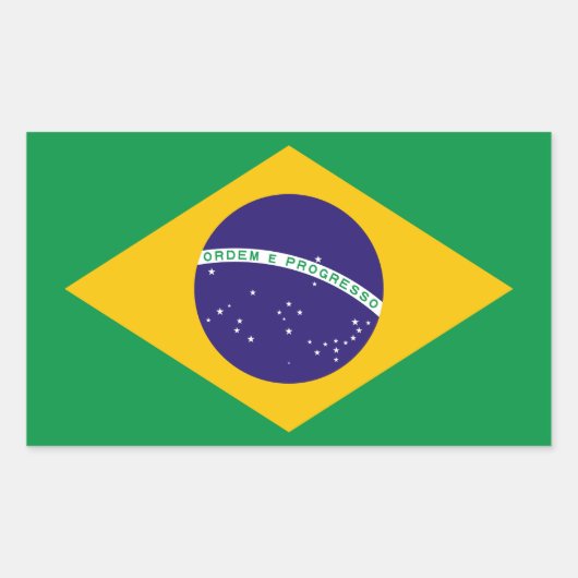 Braziliaanse vlag rechthoekige sticker (Voorkant)