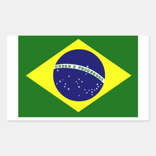 Braziliaanse vlag rechthoekige sticker (Voorkant)