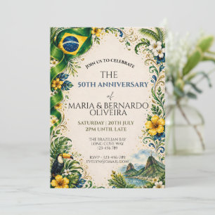 Braziliaanse Vlag Rio de Janeiro Vintage Bloemstuk Kaart