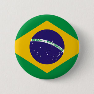 Braziliaanse vlag ronde button 5,7 cm
