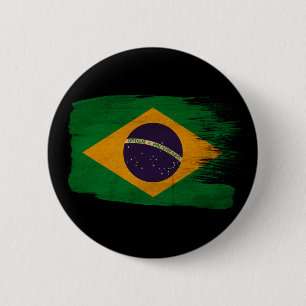 Braziliaanse vlag ronde button 5,7 cm