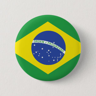 Braziliaanse vlag ronde button 5,7 cm