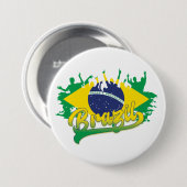 Braziliaanse vlag ronde button 7,6 cm (Voorkant /achterkant)