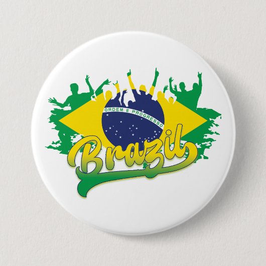 Braziliaanse vlag ronde button 7,6 cm (Voorkant)