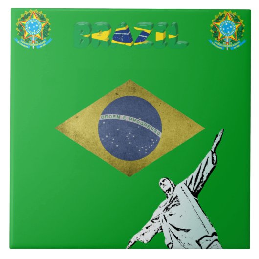 Braziliaanse vlag tegeltje (Voorkant)