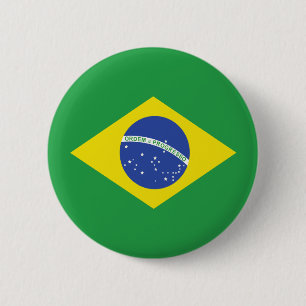Braziliaanse vlag van hoge kwaliteit ronde button 5,7 cm