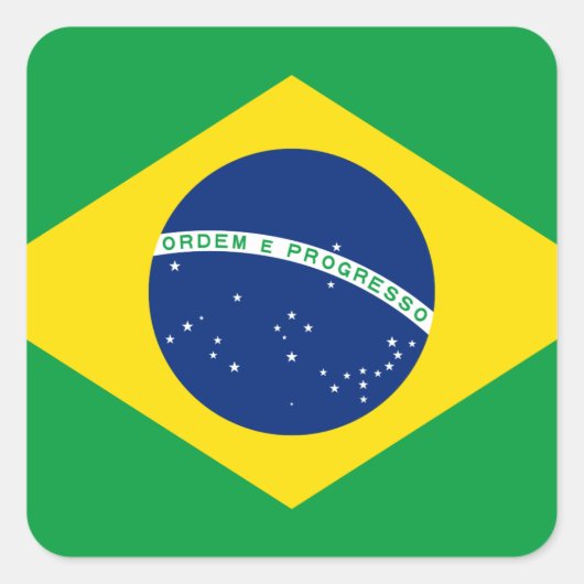 Braziliaanse vlag vierkante sticker (Voorkant)