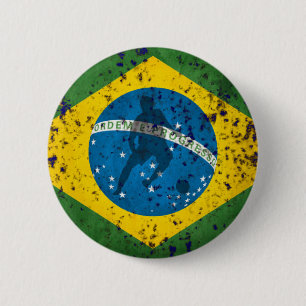 Braziliaanse vlag voor Brazilianen over de hele we Ronde Button 5,7 Cm