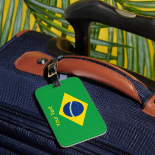 Braziliaanse vlag WK 2026 Voetbal Brasil Voetbal Bagagelabel