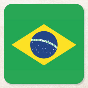 Braziliaanse vlag WK 2026 Voetbal Brasil Voetbal Vierkante Kartonnen Onderzetter