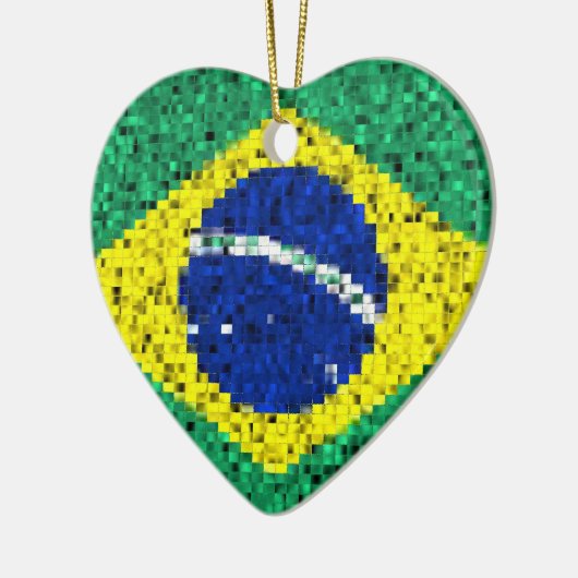 Braziliaanse vlaggenglitterversiering keramisch ornament (Links)