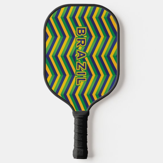 Braziliaanse vlaggenkleuren, kool en kleurrijk pickleball paddle (Achterkant)