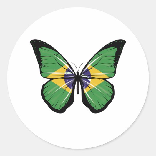 Braziliaanse vlindervlag ronde sticker (Voorkant)