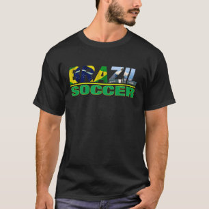 Braziliaanse Voetbal met vlag Black T shirt