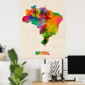 Braziliaanse Waterverf Map Poster (Thuiskantoor)