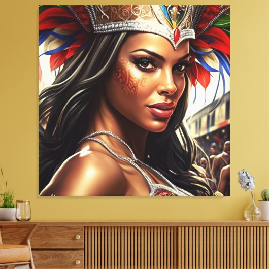 brazilian carnival illustration canvas afdruk (Insitu (Woonkamer))
