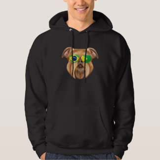 Brazilian Flag Brussels Griffon Dog Brazil Pocket Hoodie