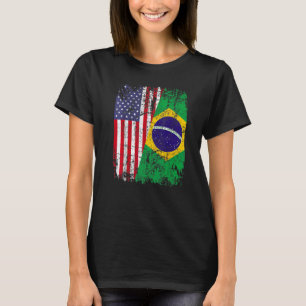 BRAZILIAN ROOTS Half-American Flag BRAZILIL T-shirt