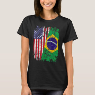 BRAZILIAN ROOTS Half-American Flag BRAZILIL T-shirt