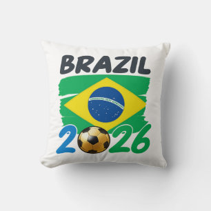 Brazilië 2026 Voetbal Fan Design met Vlagkleuren F Kussen
