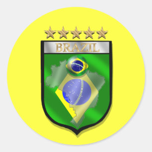Brazilië 5 sterren badge Voetbal football sticker