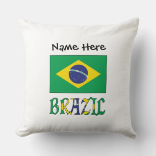 Brazilië Braziliaanse Vlag Gepersonaliseerde Naam Kussen