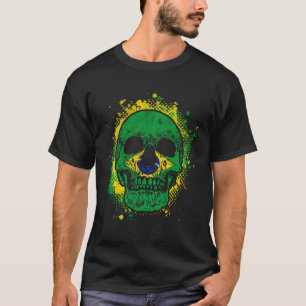 Brazilië Braziliaanse Vlag Schedel T-shirt