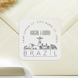 Brazilië bruiloft Afdichting van vooraf geadress Vierkante Sticker