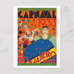 Brazilië Carnival 1933 wereldreisposter Briefkaart