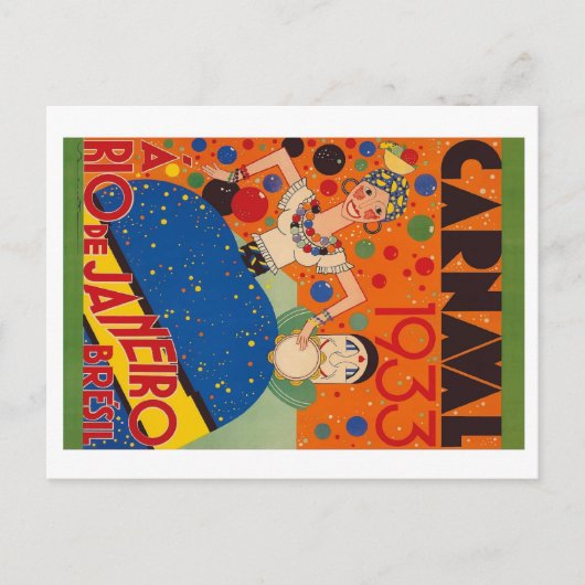 Brazilië Carnival 1933 wereldreisposter Briefkaart (Voorkant)