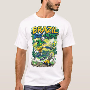 Brazilië Doel Energie Skelet Aanvaller Naties Crea T-shirt