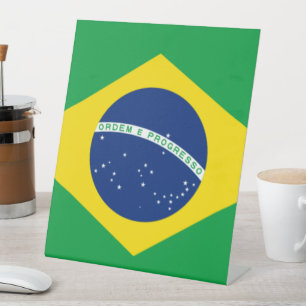 Brazilië Flag Football Voetbal Patriottisch Reclamebord Met Voetstuk