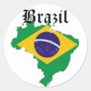 BRAZILIE FLAG T-SHIRT EN ETC RONDE STICKER