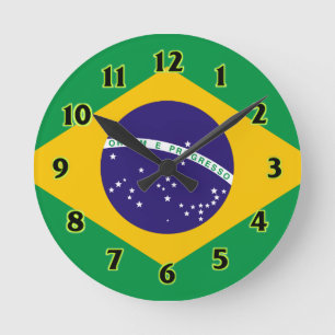 Brazilië Flag WallClocks Ronde Klok