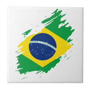 Brazilië Gescheurde Vlag Nationale Trots Sportfans Tegeltje