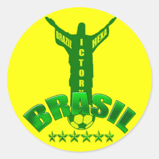 Brazilië Hexa Overwinning Wereldkampioenen zes ste Ronde Sticker